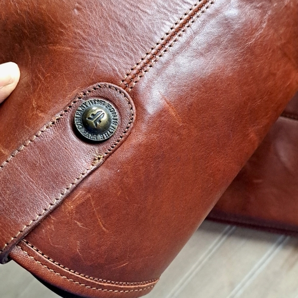 FRYE MELISSA BUTTON RIDING WESTERN TALL BOOTS COGNAC BROWN CLASSIC $348 - Picture 14 of 16